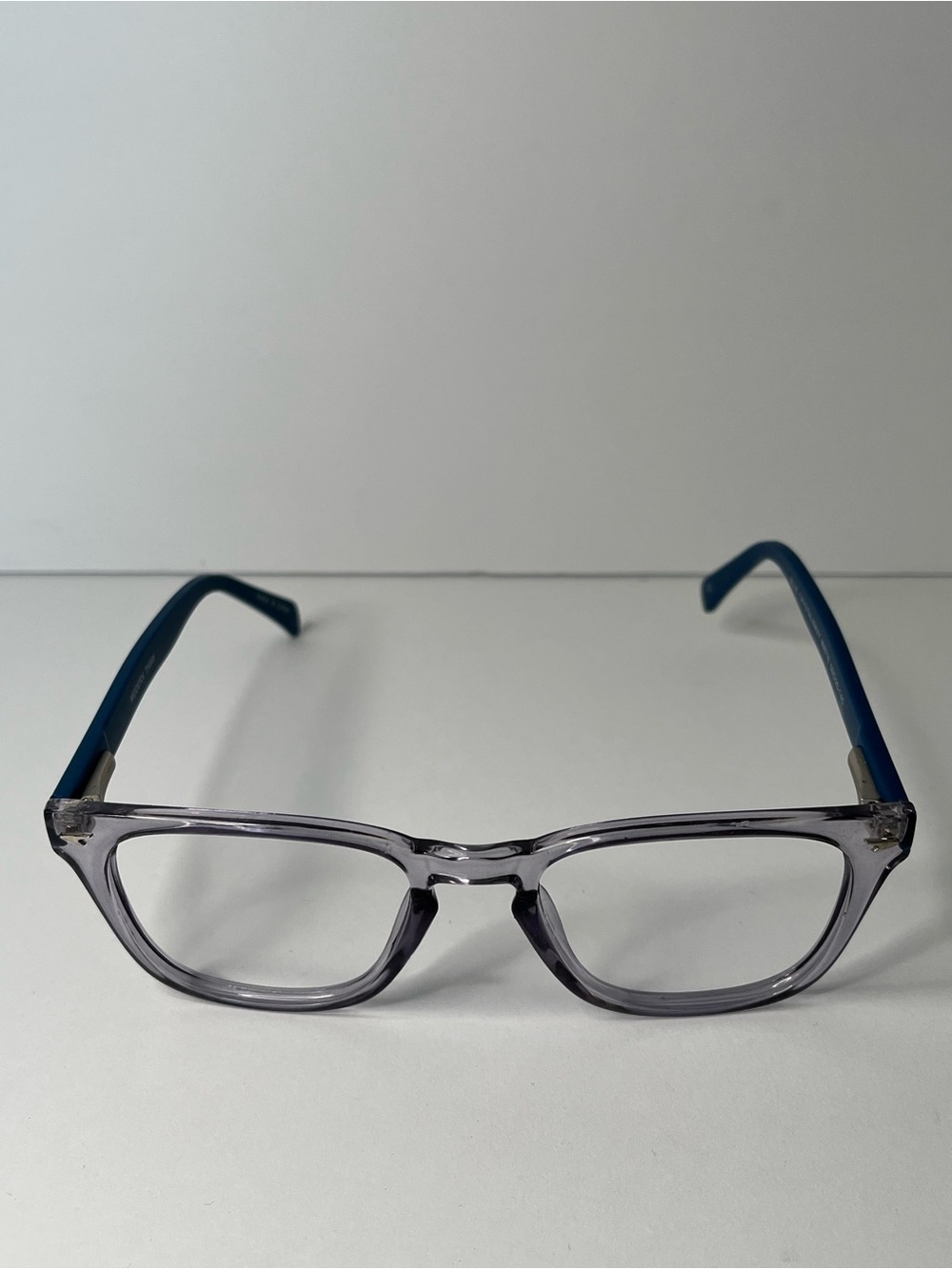 Men's Clear Frame Blue Temple Eyeglasses